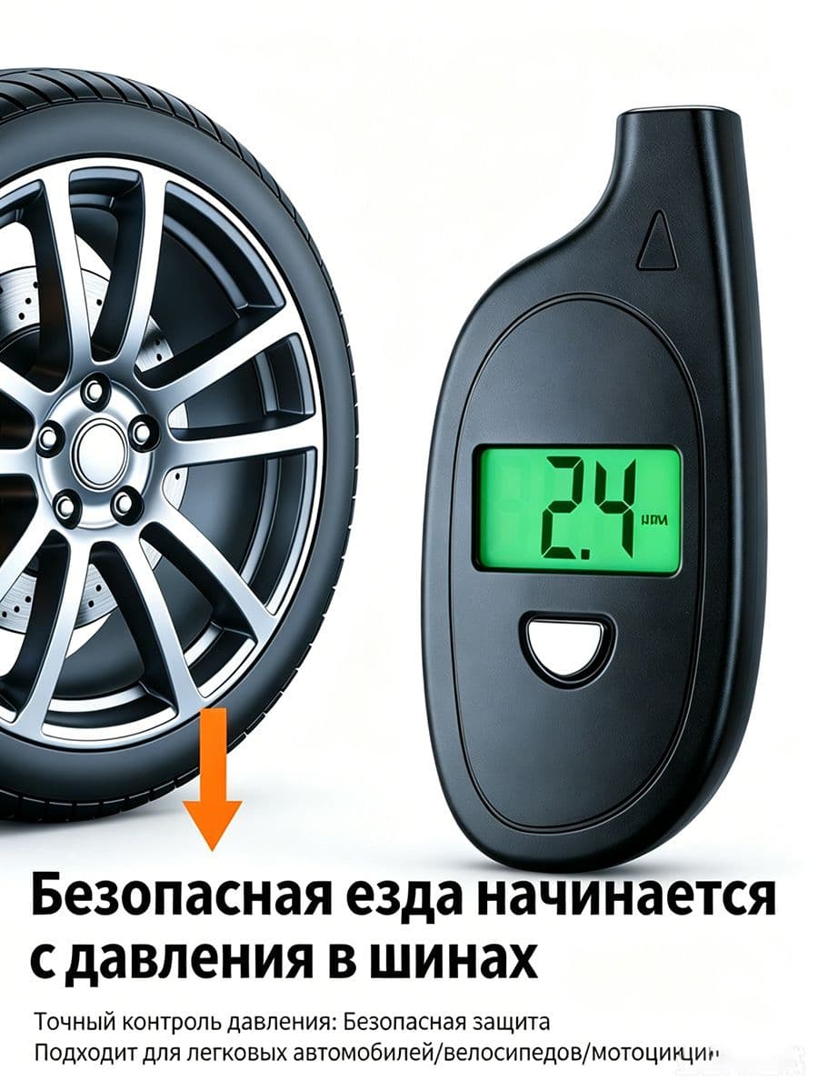 Манометр автомобильный, 1 шт.