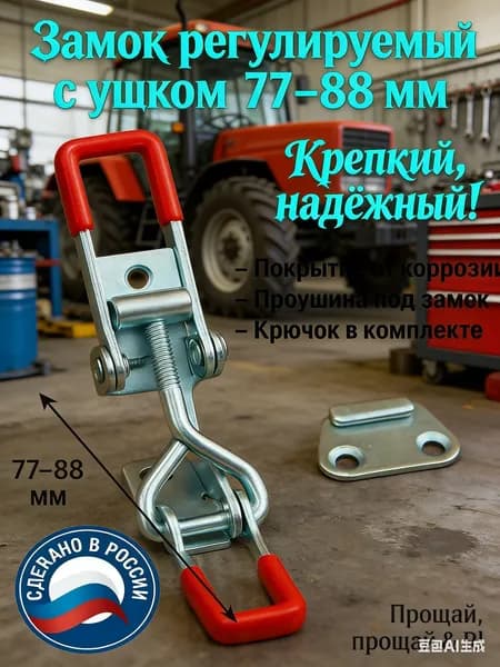 Тарная фурнитураЗамок регулируемый натяжной с ушком L 80-95 мм (5114), цинк (2 шт.)