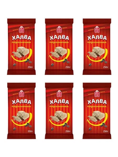 Fine Life Халва подсолнечная, 250 г, 6 шт