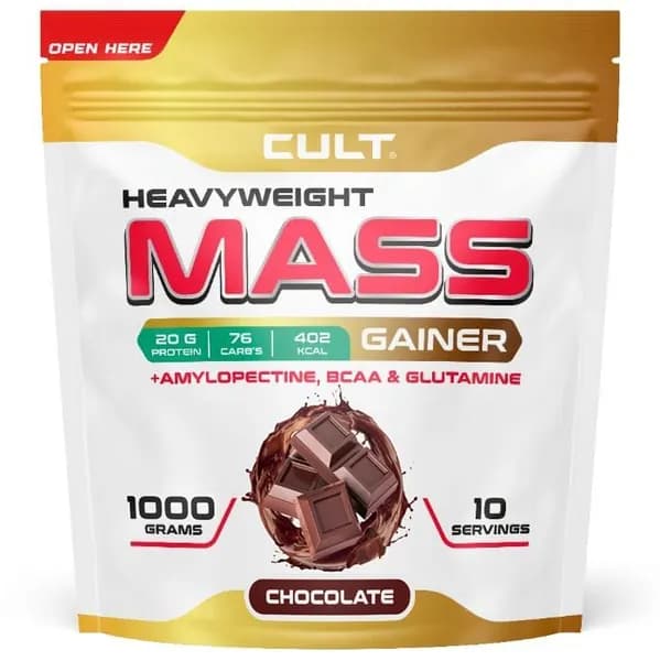 Гейнер для набора веса, массы, углеводы Cult 100% Pure Mass Gainer - 1000 г, шоколад