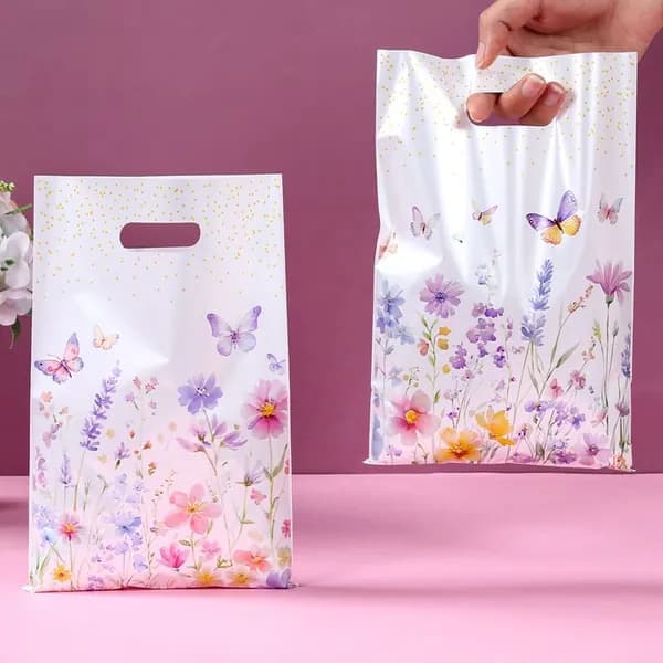Пакеты с ручкой Весенние цветы и бабочки -25 16.5 см, 10 шт.