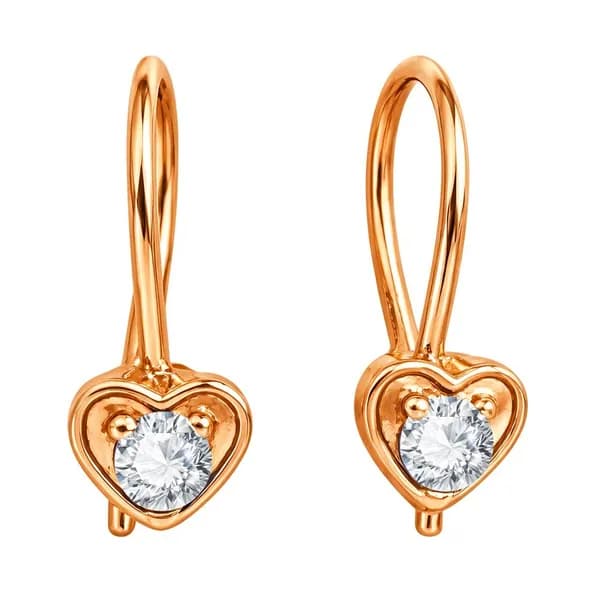 Серьги детские с фианитами из красного золота 375 пробы 585GOLD