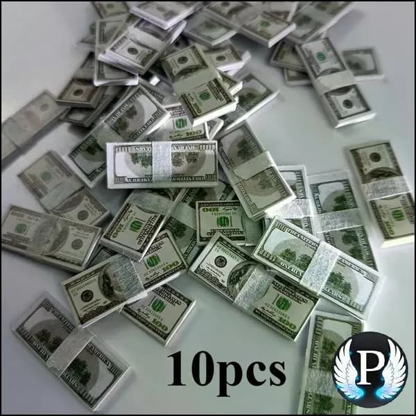 Эксклюзивный набор из 10 миниатюрных долларовых купюр для декорации игрушечных домов