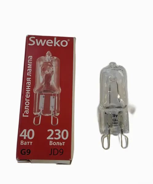 Лампы галогенные 2 шт. прозрачные 40Вт 220В G9 h45xФ13мм. - Sweko SHL-JD9-40-230-G9-CL