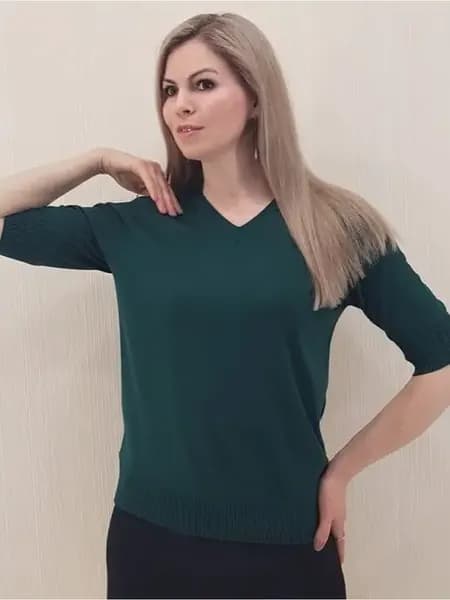 Джемпер с коротким рукавом больших размеров хлопок