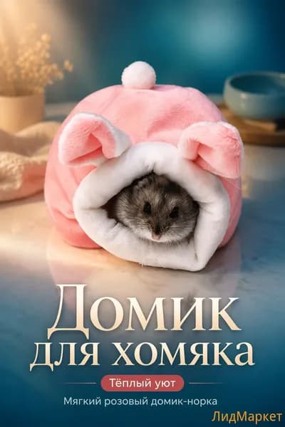 Мягкий домик для джунгариков, розовый, с матрасиком, 12 10 9 см, для грызунов, купить недорого со скидкой на зиму
