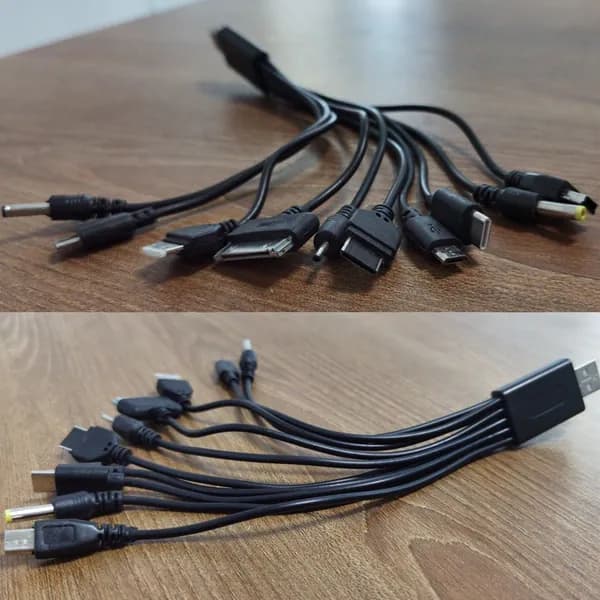 USB-кабель для зарядки с десятью разъёмами