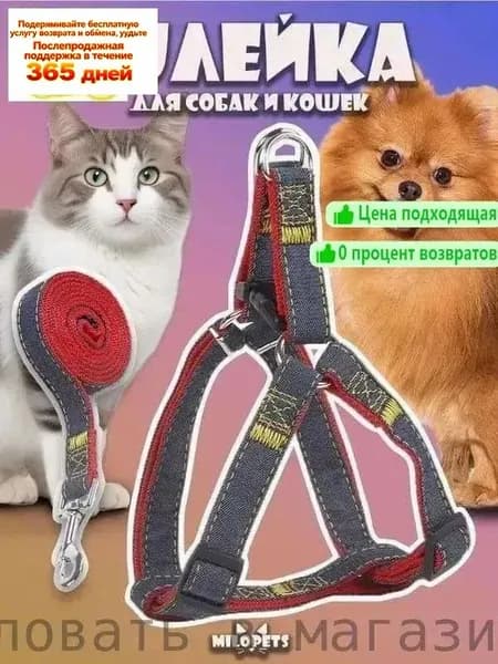 Шлейка прогулочная повседневная регулируемая для собак и кошек с поводком, амуниция для прогулки,