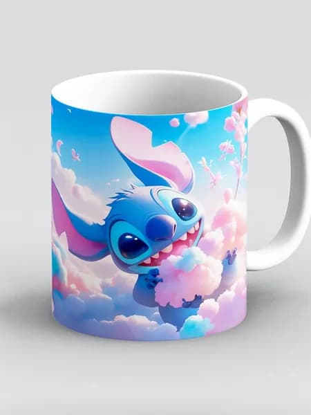 Кружка розовый голубой Лило и Стич Stitch мультик облака