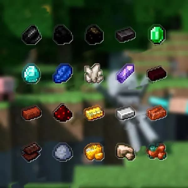 Набор магнитов на холодильник "Верстак Minecraft" - Креативные пиксельные магниты с ингредиентами для крафта, Мерч для фанатов игры