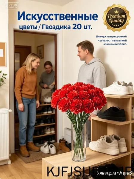 Искусственные цветы / Гвоздика 20 шт / Букет цветов