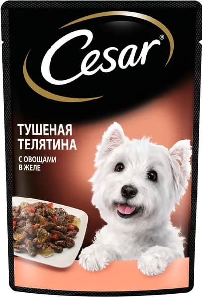 Влажный корм Cesar пауч для собак с телятиной и овощами, 85 г.