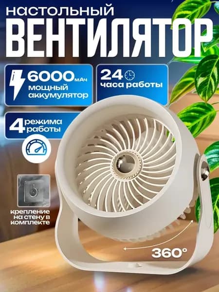 Вентилятор настольный бесшумный от сети мощный портативный