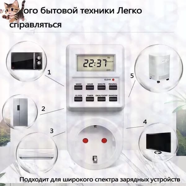 Умная розетка с таймером, электронный программируемый таймер для включения и выключения электроприборов.