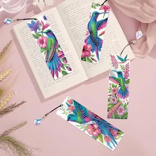Диамантная картина Птицы для самостоятельной сборки, книжная закладка с кристаллами