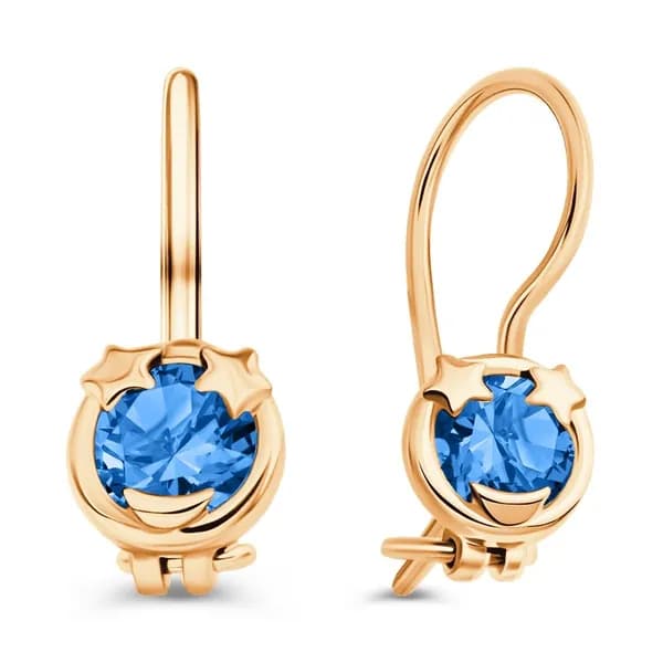 Серьги детские с фианитами из красного золота 375 пробы 585GOLD