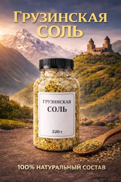 Соль грузинская с травами 320 гр, натуральная приправа для мяса, овощей, супа