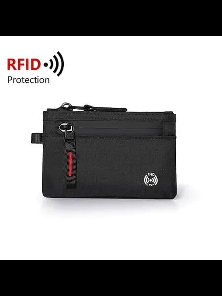 RFID кошелек мужской черный, дорожный мини-клатч