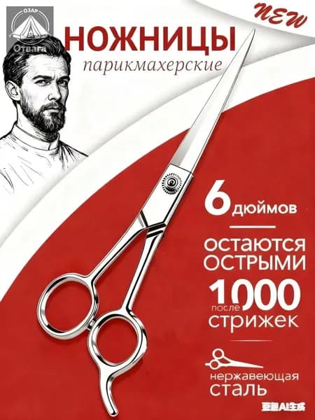Ножницы парикмахерские , профессиональные прямые для стрижки волос усов бороды