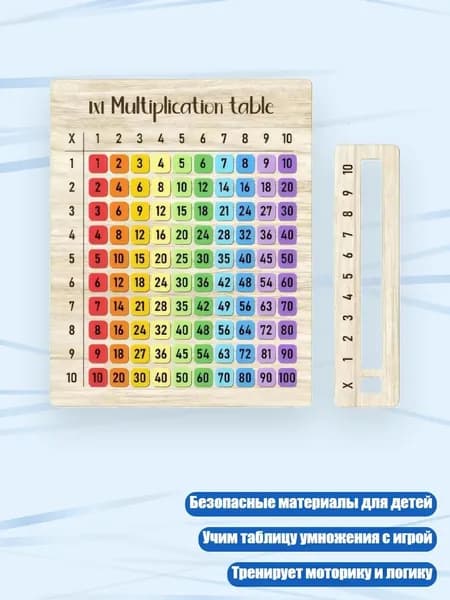 Интерактивное математическое пособие: доска умножения из самшита с крупными цифрами, - 20x25