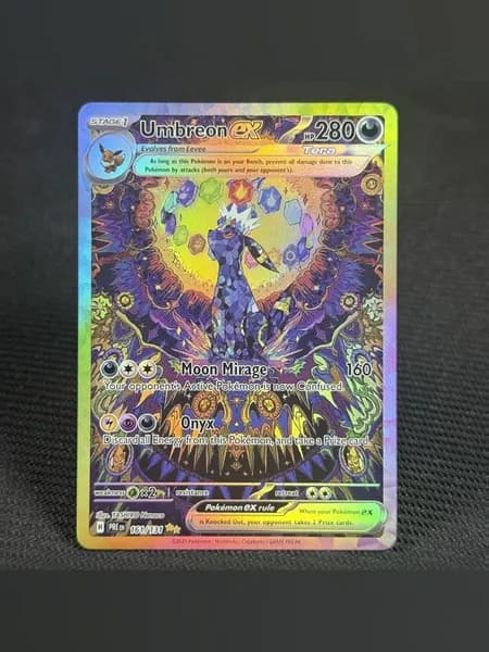Портативные карты PKM R Настройка и прокси высококачественной фольги Umbreon ex Prismatic Evolutions#161