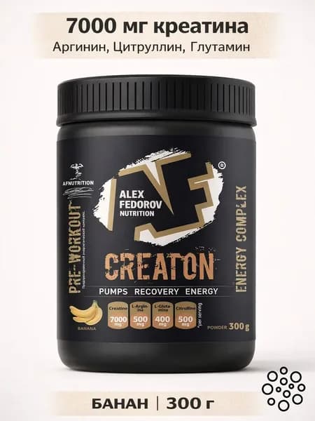 Креатин AF Nutrition, Creaton 7000, моногидрат, вкус банан, 300 г