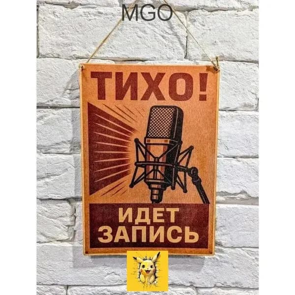 Табличка металлическая"Тихо, идёт запись" 20x30 cм.