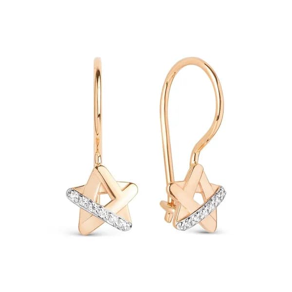 Серьги детские с фианитами из красного золота 375 пробы 585GOLD