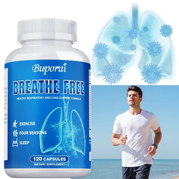 Buporai - Breathe Free, бета-каротин, селен, ликопин, витамины C, E, B2, B3, цинк и медь - поддерживает здоровье дыхательной системы и легких