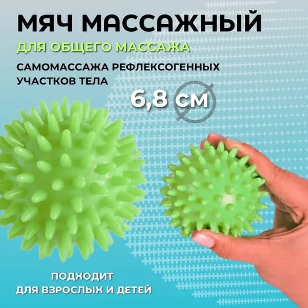 Массажный мяч с шипами для детей и взрослых, детский 0+, мячик для пилатеса, массажер для ног