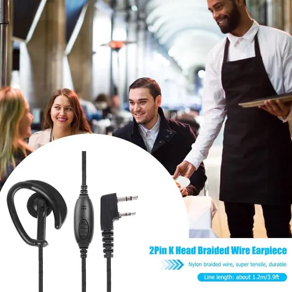 Наушники-гарнитура с кнопкой PTT и нейлоновой оплёткой для рации Kenwood, Baofeng, HYT