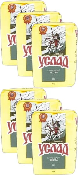 Сахар Услад песок, комплект: 6 упаковок по 1 кг