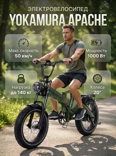 Электровелосипед Yokamura Apache 48V/20Ah Military Green