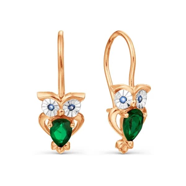 Золотые серьги DIAMANT-ONLINE с фианитом 585 пробы