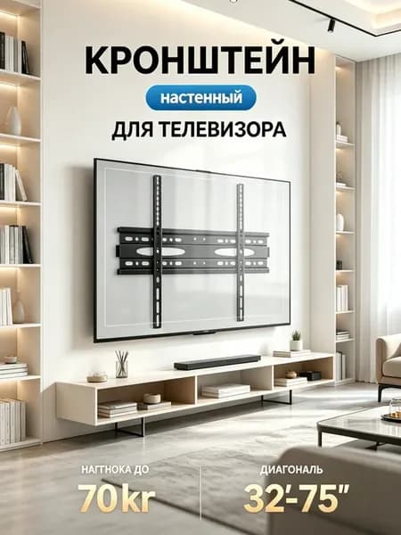 Кронштейн настенный для ТВ, стальной, черный