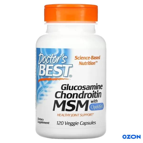 Глюкозамин хондроитин MSM, для суставов и связок Glucosamine Chondroitin MSM, 120 капсул