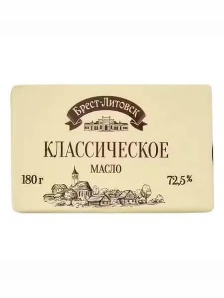 Сладкосливочное масло несоленое Брест-Литовск 72,5% БЗМЖ 180 г
