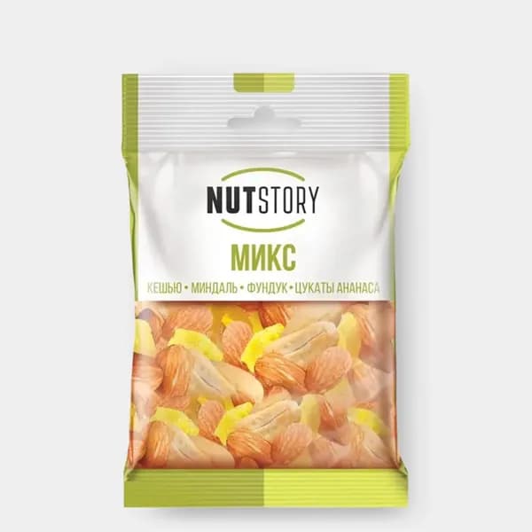 Кешью, миндаль, фундук и цукаты ананаса NutStory , 43 г (3 штуки)