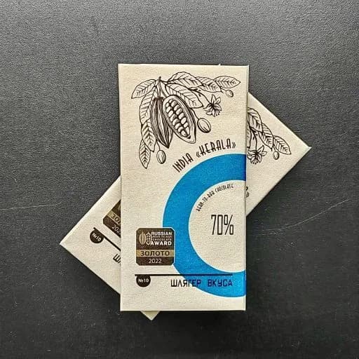Горький шоколад (Bean-to-Bar) India Kerala - 70%, 25 гр.