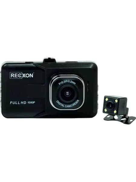 Автомобильный видеорегистратор Recxon QX-1 - запись на две, основная камера Full HD (обзор 140 градусов), дисплей 3 дюйма, режим помощи при парковке, поддержка карт памяти до 32 Гб