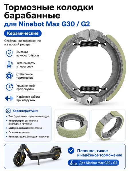 Тормозные колодки барабанные для Ninebot Max G30 / G2 (керамика, без корпуса)