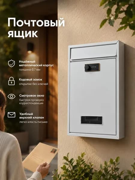 Почтовый ящик 1 секц. 320 мм x 215 мм x 85 мм, белый