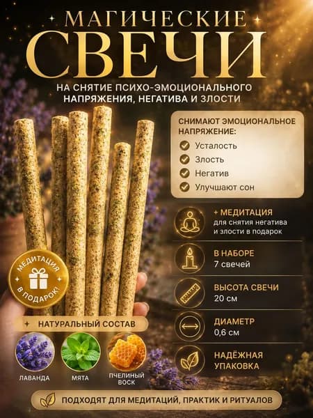 Магические свечи на снятие усталости негатива, злости и напряжения для медитаций и ритуалов.