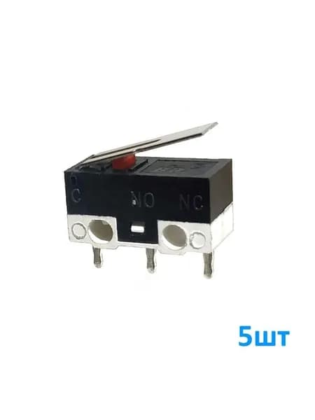 KW10-Z1 5шт, 250В / 1А, Микровыключатель / Концевой выключатель с рычагом 8.5мм, размеры 12.8х5.8х6.5мм