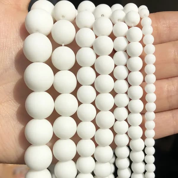 Природные белые матовые бусины из агата 4mm Для рукоделия (около 91 шт)
