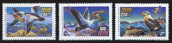 Россия-1993. Утки. Серия из 3 марок. Негашеный