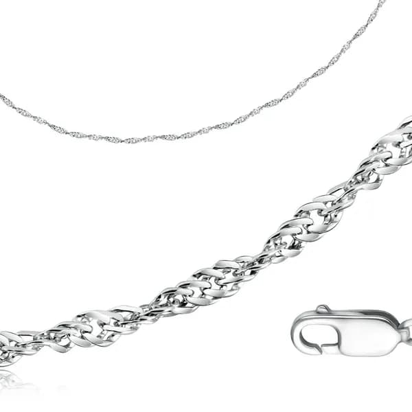 Pletnev Jewelry Браслет Серебро родированное 925 пробы, плетение Сингапур