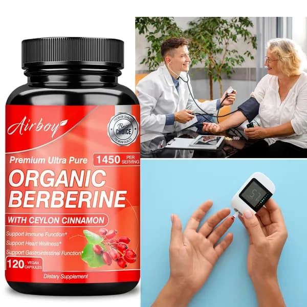 Биологически активная добавка Airboy Organic Berberine & Ceylon Cinnamon - поддерживает функцию иммунной системы, здоровье сердца и желудочно-кишечного тракта