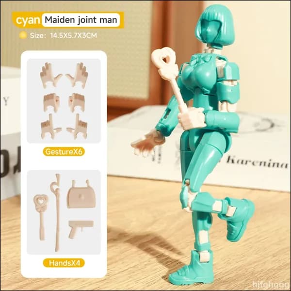 Сборная игрушка "Магическая девочка-воин", многосуставная, подвижная, 3D-печать, 14 см, зелёная, 1 шт.