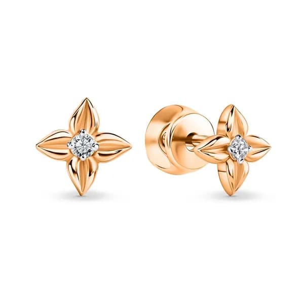 Серьги женские с фианитами из красного золота 375 пробы 585GOLD